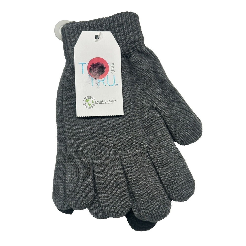 NEW time and tru womens 2 pairs winter gloves black & grey